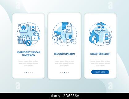 Telemedicine pros onboarding mobile app page screen with concepts Stock Vector