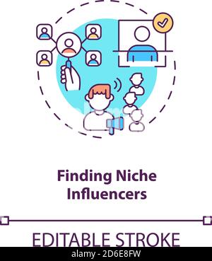 Finding niche influencers concept icon Stock Vector