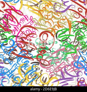 Graffiti background seamless pattern. Hand style tagging. Vandal vector lettering Stock Vector