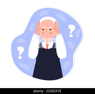 Alzheimer old human, neurology health care, Parkinson or dementia metaphor are shown. International Day of Older Persons Stock Vector