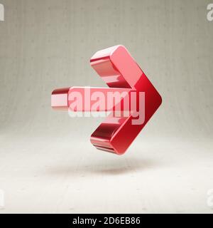 White right arrow icon 3D render illustration isolated on white ...
