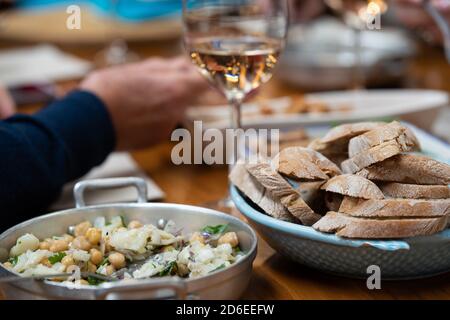 Sharing Portuguese food Stock Photo