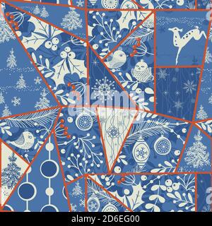 Christmas seamless colorful patchwork. Christmas pattern great choice for wrapping paper pattern or greeting card. Vector illustration Stock Vector