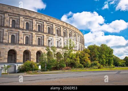 Reich Kongresshalle or congress hall and the documentation center on former Nazi party rally grounds in Nuremberg, Bavaria region of Germany Stock Photo