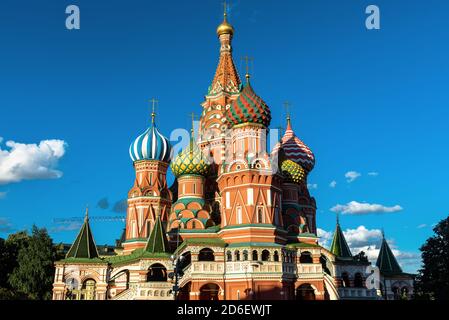 St Basil’s Cathedral on Red Square, Moscow, Russia. Saint Basil’s church or Temple of Vasily the Blessed is famous landmark of city. Historical archit Stock Photo