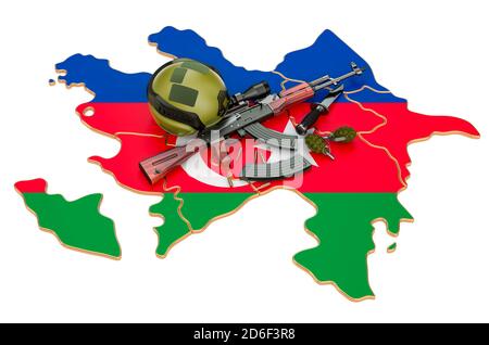 Military force, army or war conflict in Azerbaijan concept. 3D rendering isolated on white background Stock Photo