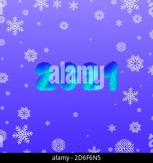 2021 Happy New Year card template. Design patern snowflakes white and classic blue color. Stock Vector