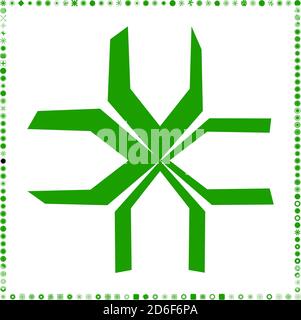 Green, organic-angular geometric generative art shapes, abstract vector illustration Stock Vector