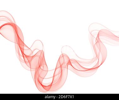 Red abstract wave. Curves isolated on white background Stock Vector
