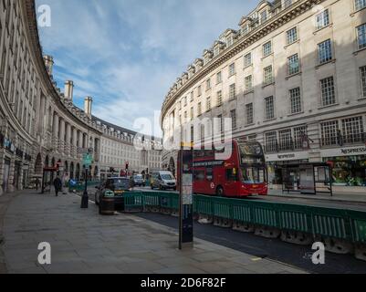 A general view of Regent Street in the West End of London, a famous shopping street home to many world famous stores, brands and labels. Stock Photo