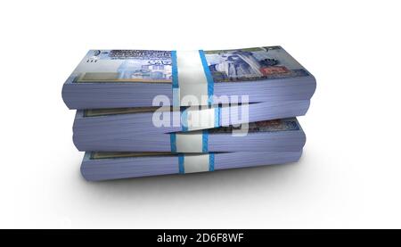 3D illustration of Jordanian dinar bills stacks background Stock Photo