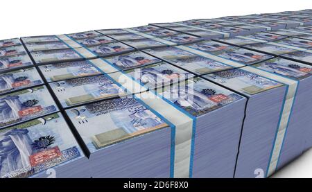 3D illustration of Jordanian dinar bills stacks background Stock Photo