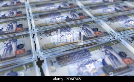 3D illustration of Jordanian dinar bills stacks background Stock Photo