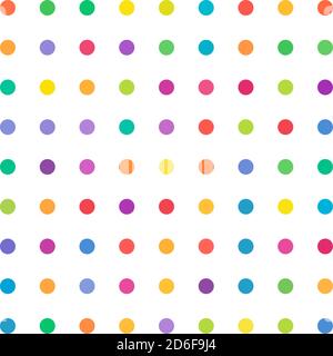Circles, dots, polka-dots seamlessly repeatable colorful pattern, background. Speckle, stipple, stippling illustration. Vector Stock Vector