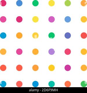 Circles, dots, polka-dots seamlessly repeatable colorful pattern, background. Speckle, stipple, stippling illustration. Vector Stock Vector