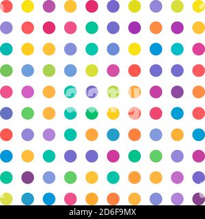 Circles, dots, polka-dots seamlessly repeatable colorful pattern, background. Speckle, stipple, stippling illustration. Vector Stock Vector