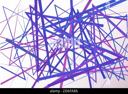 Edgy, angular lines abstract vector art. Abstract zig-zag; criss-cross, wavy intersected lines, stripes purple background; pattern and texture. Stock Vector