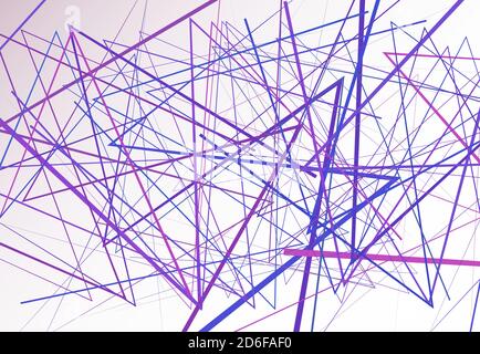 Edgy, angular lines abstract vector art. Abstract zig-zag; criss-cross, wavy intersected lines, stripes purple background; pattern and texture. Stock Vector