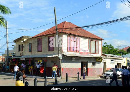 Falmouth Harbour Lane is located at historic downtown in Falmouth, Jamaica. Stock Photo