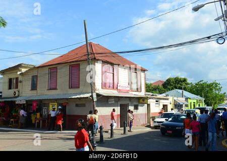 Falmouth Harbour Lane is located at historic downtown in Falmouth, Jamaica. Stock Photo