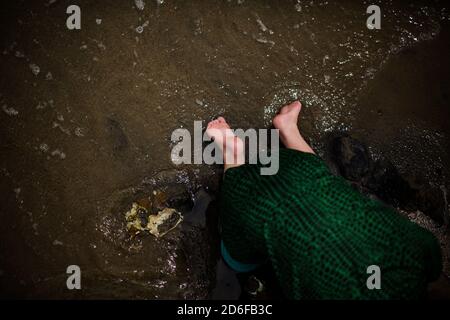 Six Year Old Boy's Feet in Water on Coronado Bay Stock Photo