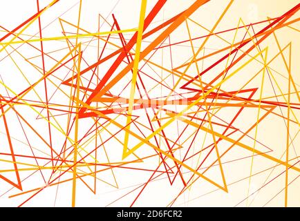 Edgy, angular lines abstract vector art. Abstract zig-zag; criss-cross, wavy intersected lines, stripes orange, yellow colorful background; pattern an Stock Vector
