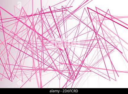 Edgy, angular lines abstract vector art. Abstract zig-zag; criss-cross, wavy intersected lines, stripes pink background; pattern and texture. Stock Vector