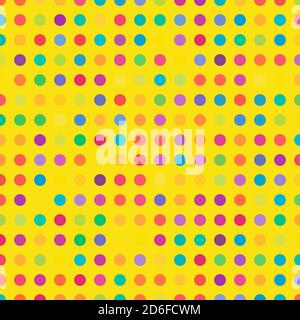 Circles, dots, polka-dots seamlessly repeatable colourful pattern, background. Speckle, stipple, stippling illustration. Vector Stock Vector