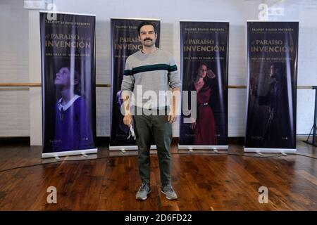 Mexico City, Mexico. 15th Oct, 2020. MEXICO CITY, MEXICO - October 15: Actor Alfonso Herrera poses for photos during a Press conference to promote “El paraíso de la invención” at Theater Milan on October 15, 2020 in Mexico City, Mexico. Credit: Martin Gonzalez/Eyepix Group/The Photo Access Credit: The Photo Access/Alamy Live News Stock Photo