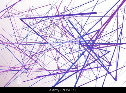 Edgy, angular lines abstract vector art. Abstract zig-zag; criss-cross, wavy intersected lines, stripes purple background; pattern and texture. Stock Vector