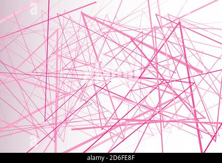 Edgy, angular lines abstract vector art. Abstract zig-zag; criss-cross, wavy intersected lines, stripes pink background; pattern and texture. Stock Vector