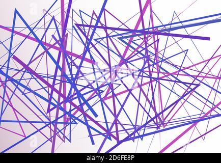 Edgy, angular lines abstract vector art. Abstract zig-zag; criss-cross, wavy intersected lines, stripes purple background; pattern and texture. Stock Vector