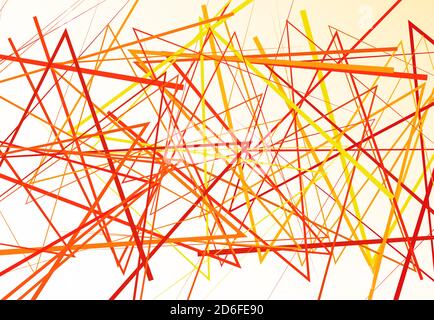 Edgy, angular lines abstract vector art. Abstract zig-zag; criss-cross, wavy intersected lines, stripes orange, yellow colorful background; pattern an Stock Vector