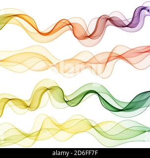 set abstract color wave smoke transparent smooth vector Stock Vector