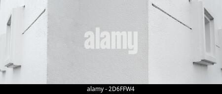 window frames on white cement concrete wall perspective minimalism architecture banner background Stock Photo