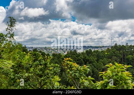 View of the town of Curepipe, Trou aux Cerfs volcanic crater, Curepipe, Mauritius, Africa, Indian Ocean Stock Photo