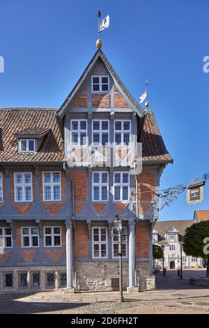 Germany, Lower Saxony, Wolfenbüttel, town market, half-timbered house, Ratskeller Stock Photo