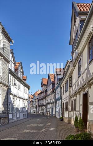 Germany, Lower Saxony, Wolfenbüttel, old town, half-timbered houses, "Krumme Strasse" Stock Photo