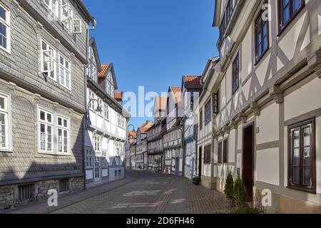 Germany, Lower Saxony, Wolfenbüttel, old town, half-timbered houses, "Krumme Strasse" Stock Photo
