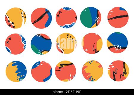 Round texture and abstract icons for social media story Stock Vector