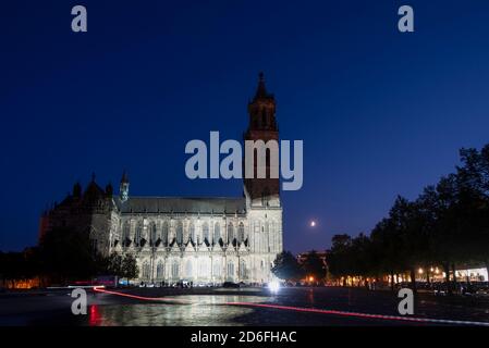 Germany, Saxony-Anhalt, Magdeburg, illuminated cathedral, Festival Magdeburg in Light, the occasion is the completion of the sacred building 500 years ago Stock Photo