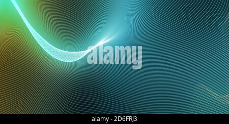 Energy Ripple in Blue and Yellow Neon Background Stock Photo