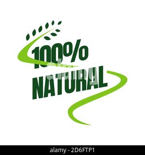 100% percent natural logo design healty food stamp vector illustrations Stock Vector