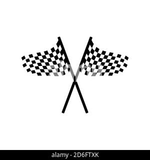 cross checkered flags icon logo sign racing competition vector illustration Stock Vector