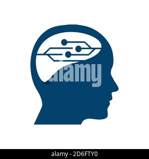 machine learning logo design vector illustrations brain ai technology human template Stock Vector