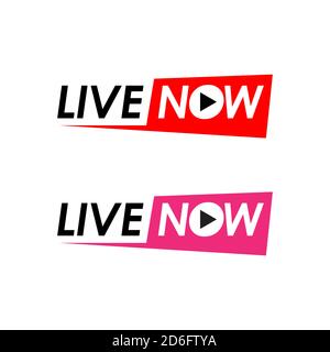 live now logo icon for TV News Entertaining show online sign banner vector illustration Stock Vector