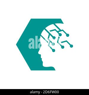 machine learning logo design vector illustrations brain ai technology human template Stock Vector