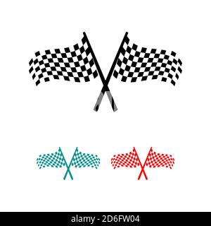 cross checkered flags icon logo sign racing competition vector illustration Stock Vector