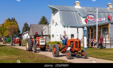 Visit the villages, Tractor Trek , a fund raising event for the Eden Foundation near Winkler, Manitoba, Canada. Stock Photo