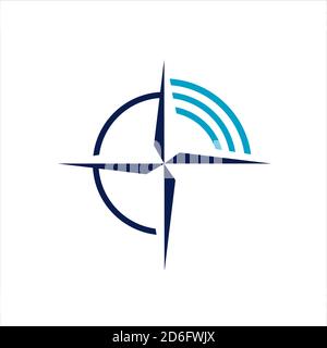 stylish flat Creative Compass Logo vector Concept Design Template Stock Vector